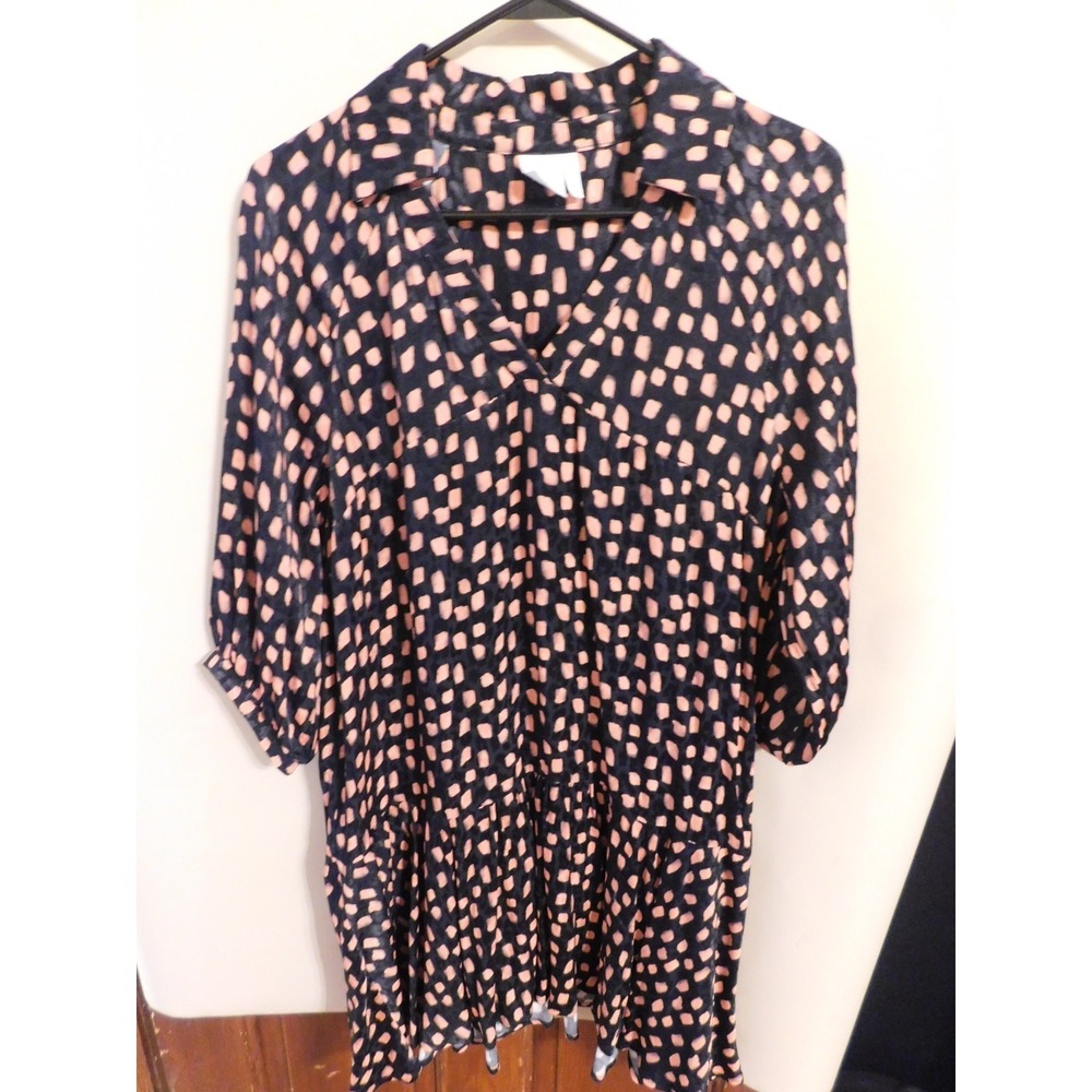 Fresha London Abbot 3/4 Puff Sleeve Tiered Mini Dress Large